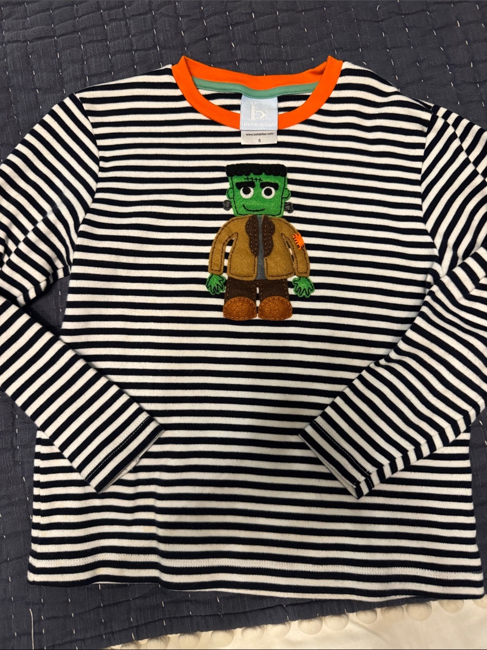 Boys Black & White Stripe Frankenstein Long-Sleeve Top